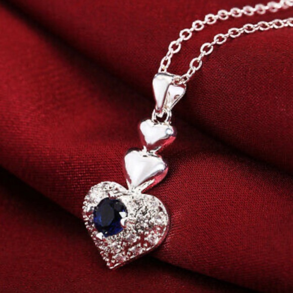 925 sterling silver chain Heart crystal necklace - Picture 5 of 5